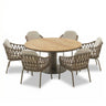 Sicily 6 Seat Round Pedestal Table with Rope Chairs