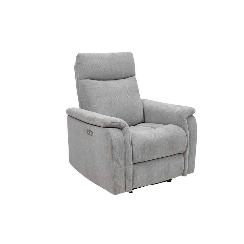 Light Grey Electric Recliner Armchair - Comfortable Fabric Seating