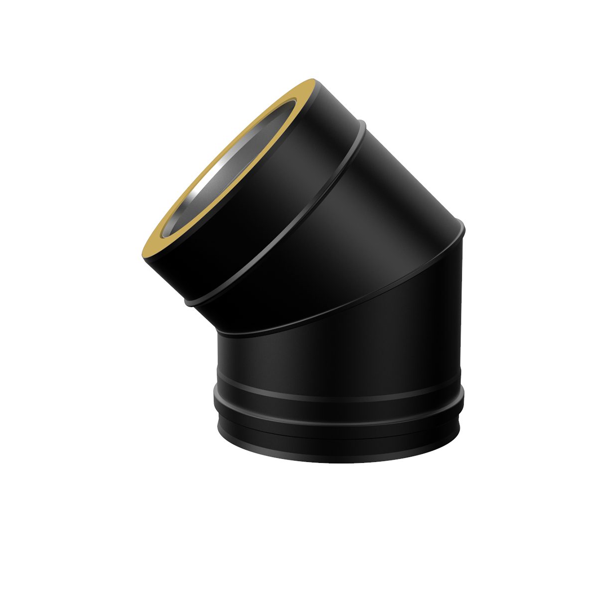 100mm black Solinox bend at a 45-degree angle, designed for efficient piping connections.