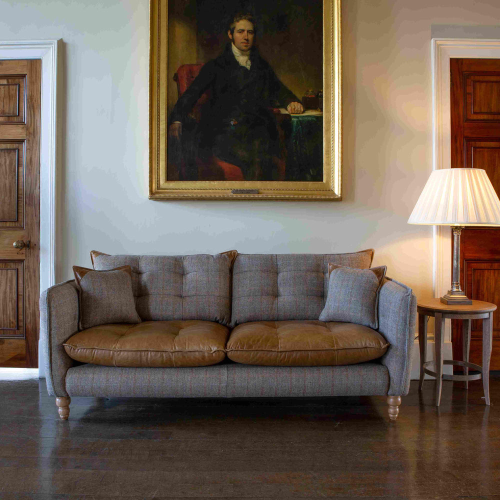 Regent 2 Seat Sofa - (3HTW Hunting Lodge and Cerato Brown leather)