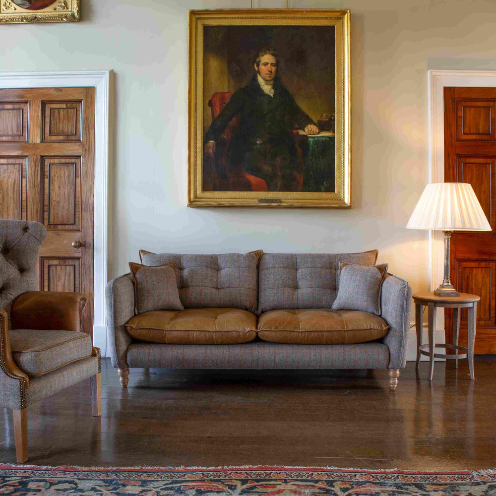 Regent 2 Seat Sofa - (3HTW Hunting Lodge and Cerato Brown leather)