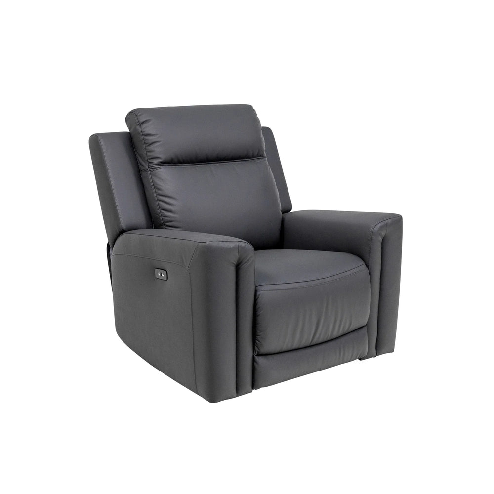 Charcoal Leather Electric Recliner Armchair for Ultimate Comfort