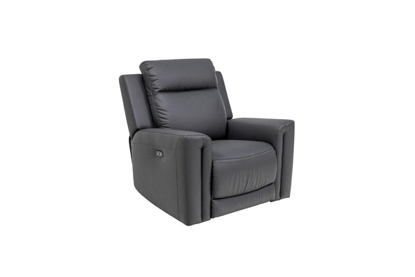 Charcoal Leather Electric Recliner Armchair for Ultimate Comfort