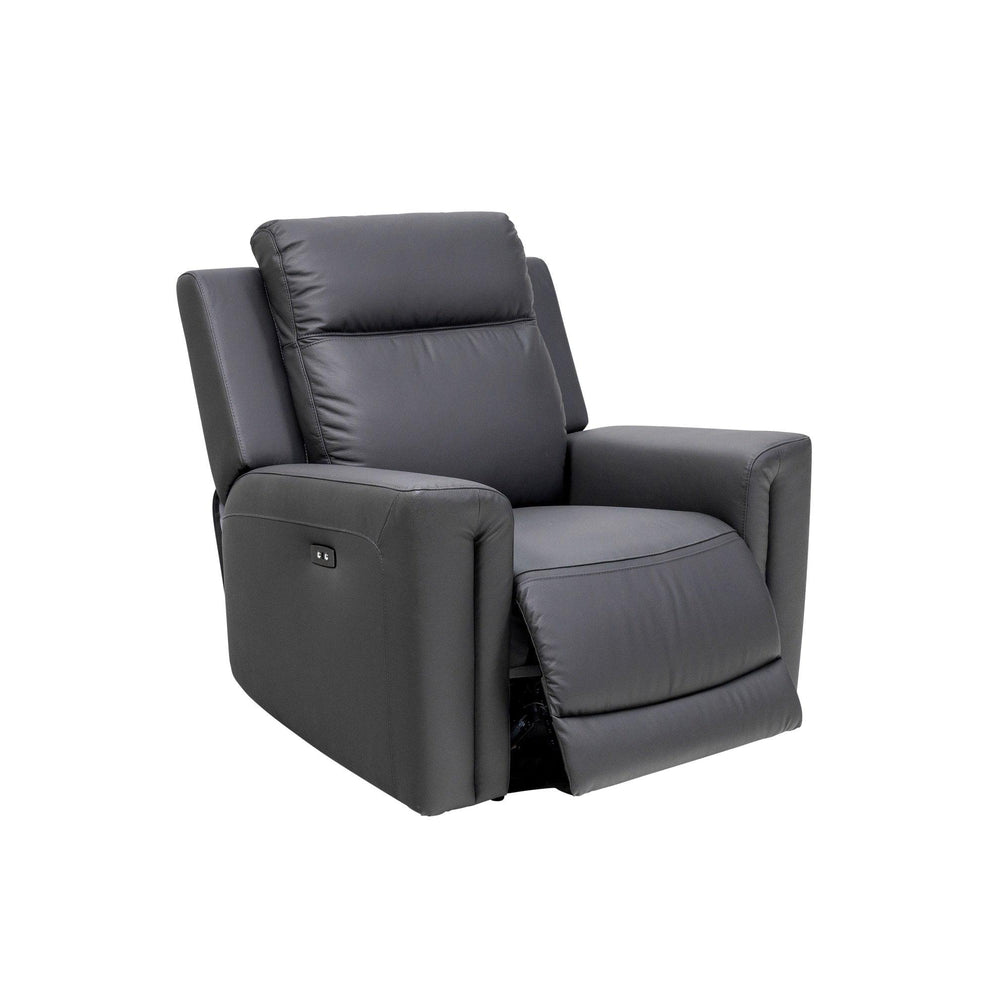 Charcoal Leather Electric Recliner Armchair for Ultimate Comfort