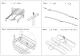 Bed assembly instructions showing slatted wooden bed frame step-by-step guide