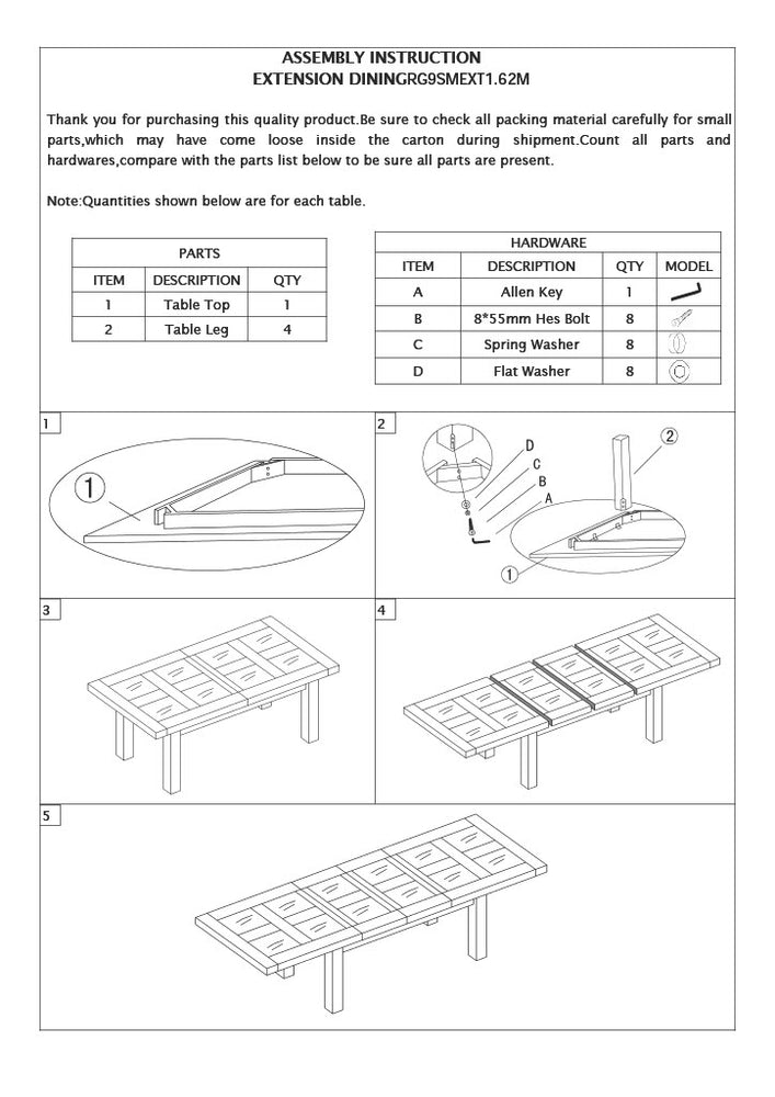 Bordeaux Small Extending Table - 1 lLeaf