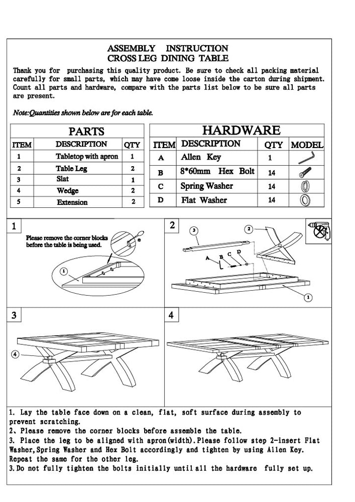 Deluxe X-LegTwin Leaf Ext Table 2000+(2x400) X 1000