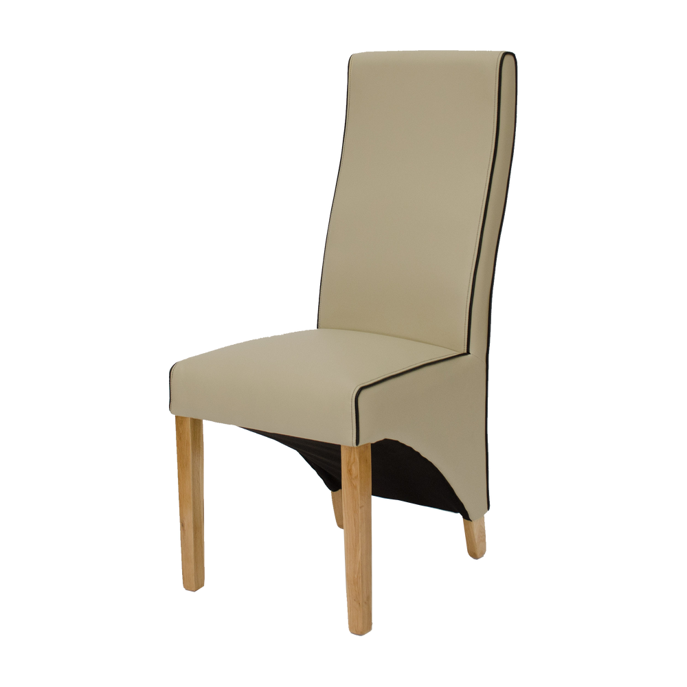 Wave Bone/Noir Contrast piping Dining Chair