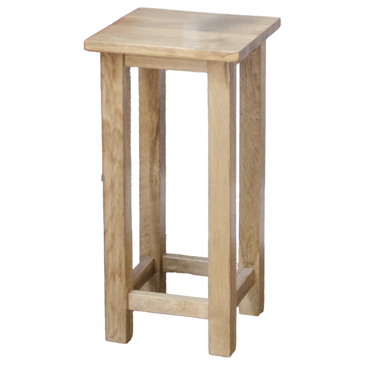 Light oak plant stand with square top and four sturdy legs