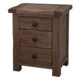 Rustic Oak 3 Drawer Bedside Cabinet