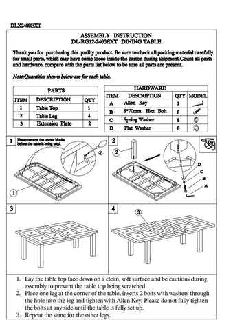 Deluxe Twin Leaf Extending Table 2400+(2x500) X 1100