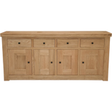 Oak sideboard with four doors, four drawers and square handles, front view