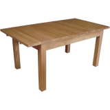 Rectangular oak dining table with solid wood legs and natural finish