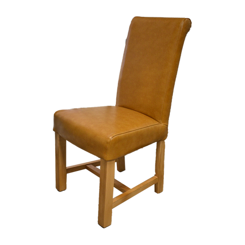 Chunky Scroll dining chair (Tan/Oak) - BYCAST
