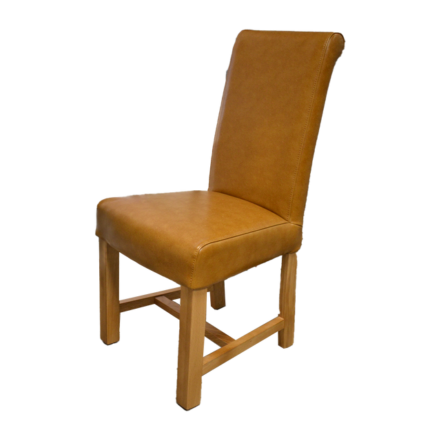 Chunky Scroll dining chair (Tan/Oak) - BYCAST