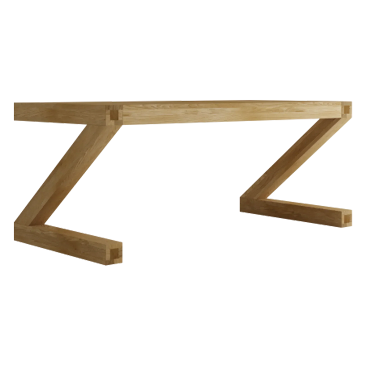 Oak dining table base with Z-shaped geometric legs, modern wood furniture support
