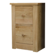 Oak bedside cabinet with two drawers and round wooden handles
