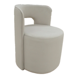 Modern cream accent chair with curved backrest and upholstered seat
