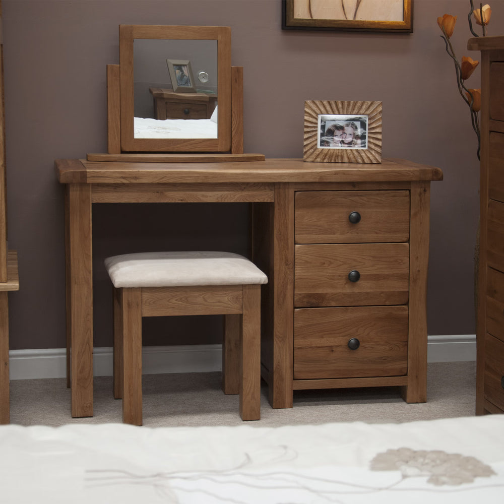 Rustic Oak Dressing Table and Stool