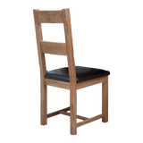 Rustic Oak Dining Chair with Leather Pad