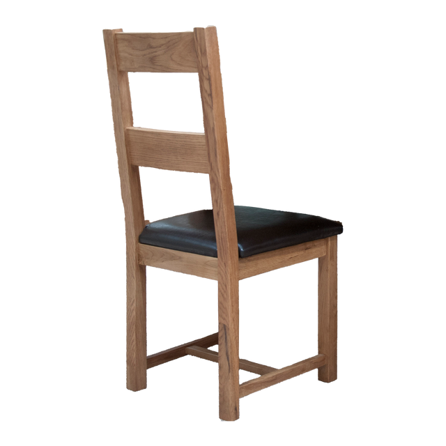 Rustic Oak Dining Chair with Leather Pad