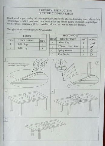 Deluxe Small Butterfly Extending Table
