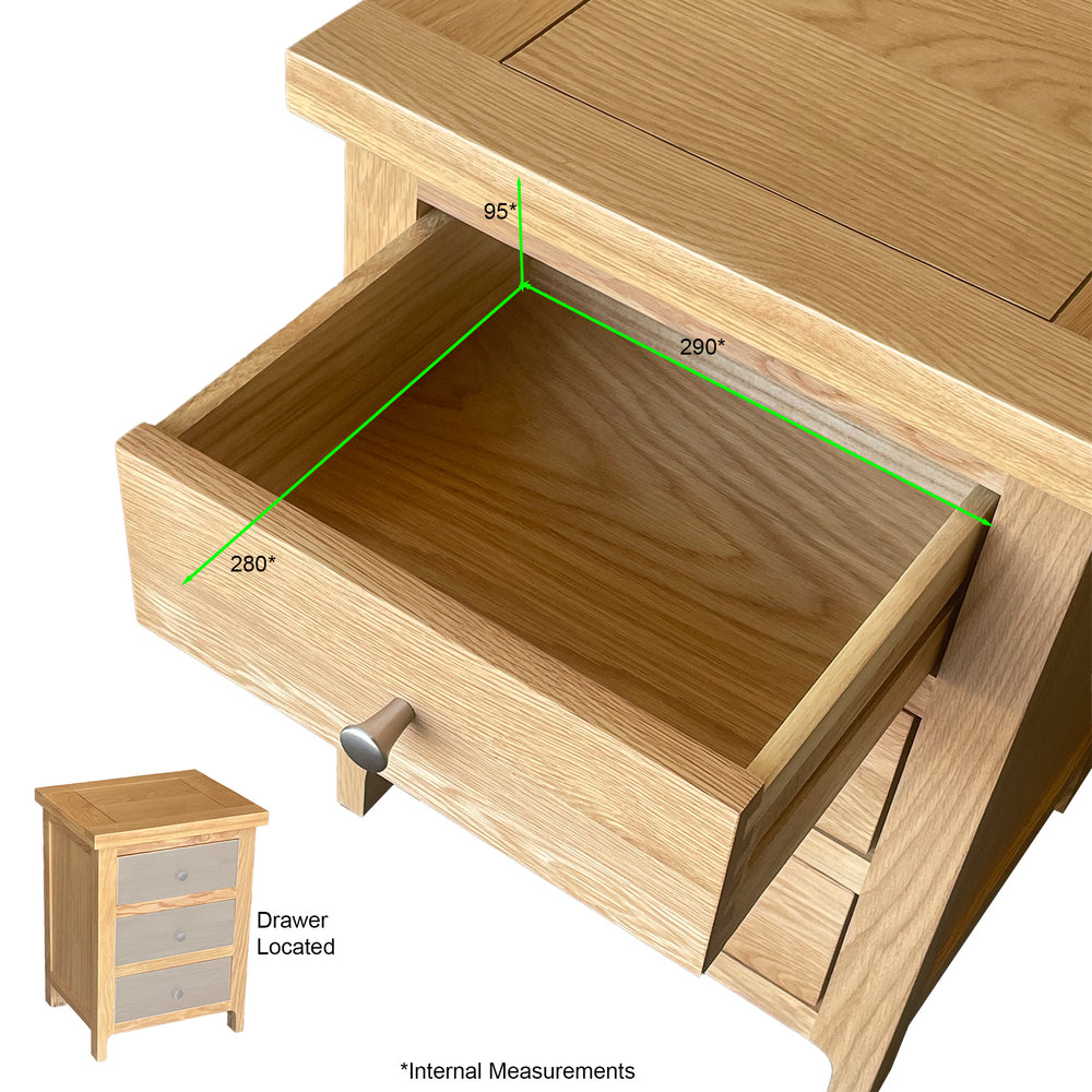 Como 3 Drawer Bedside Cabinet