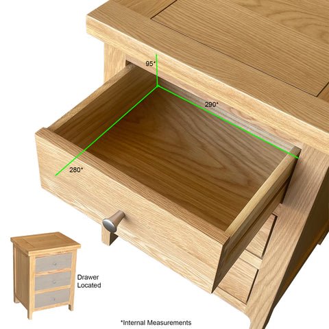 Como 3 Drawer Bedside Cabinet