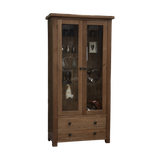 Rustic Oak Glass Display Cabinet