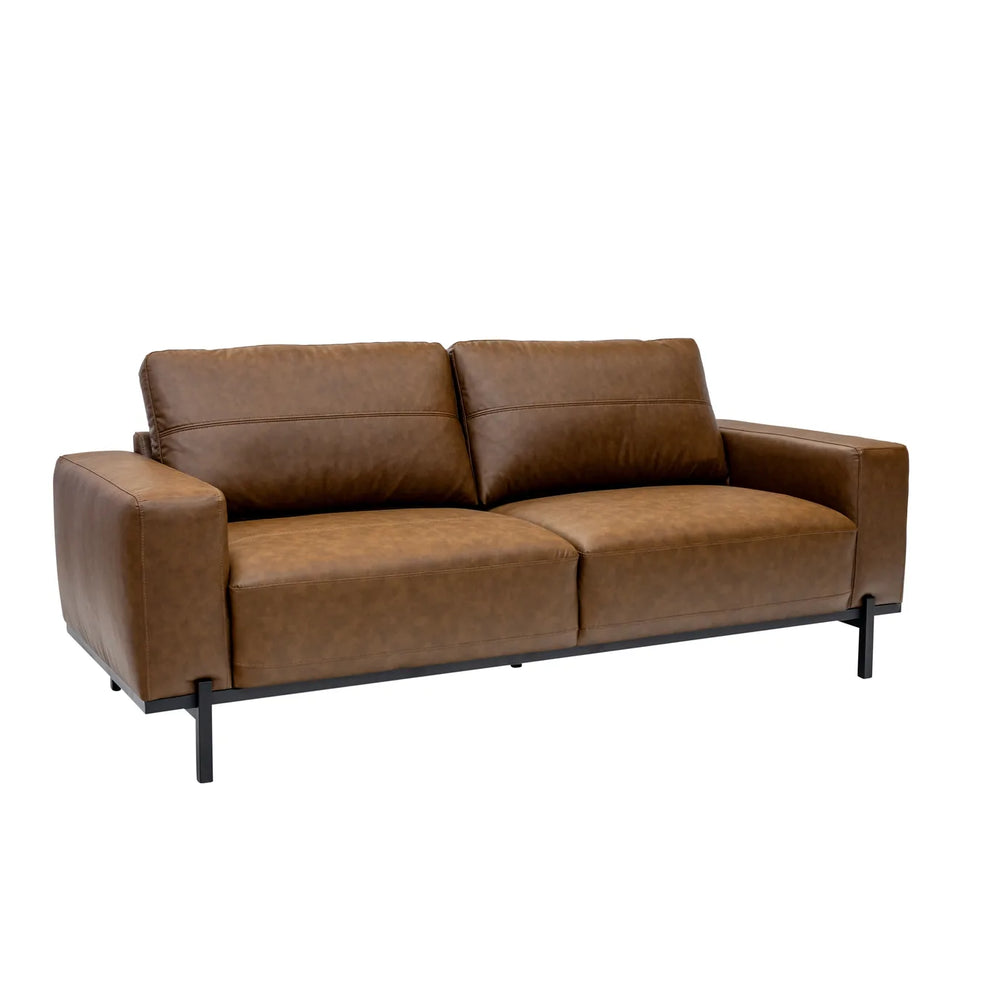 Remi PU 3 Seater - Aged Tan