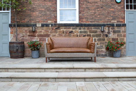 Malone Large 2 Seater HTW & Brown Tan Leather