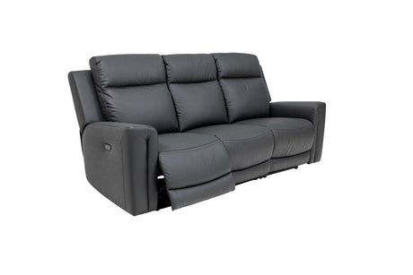 Charcoal Leather Electric Recliner Sofa - 3 Seater Comfort