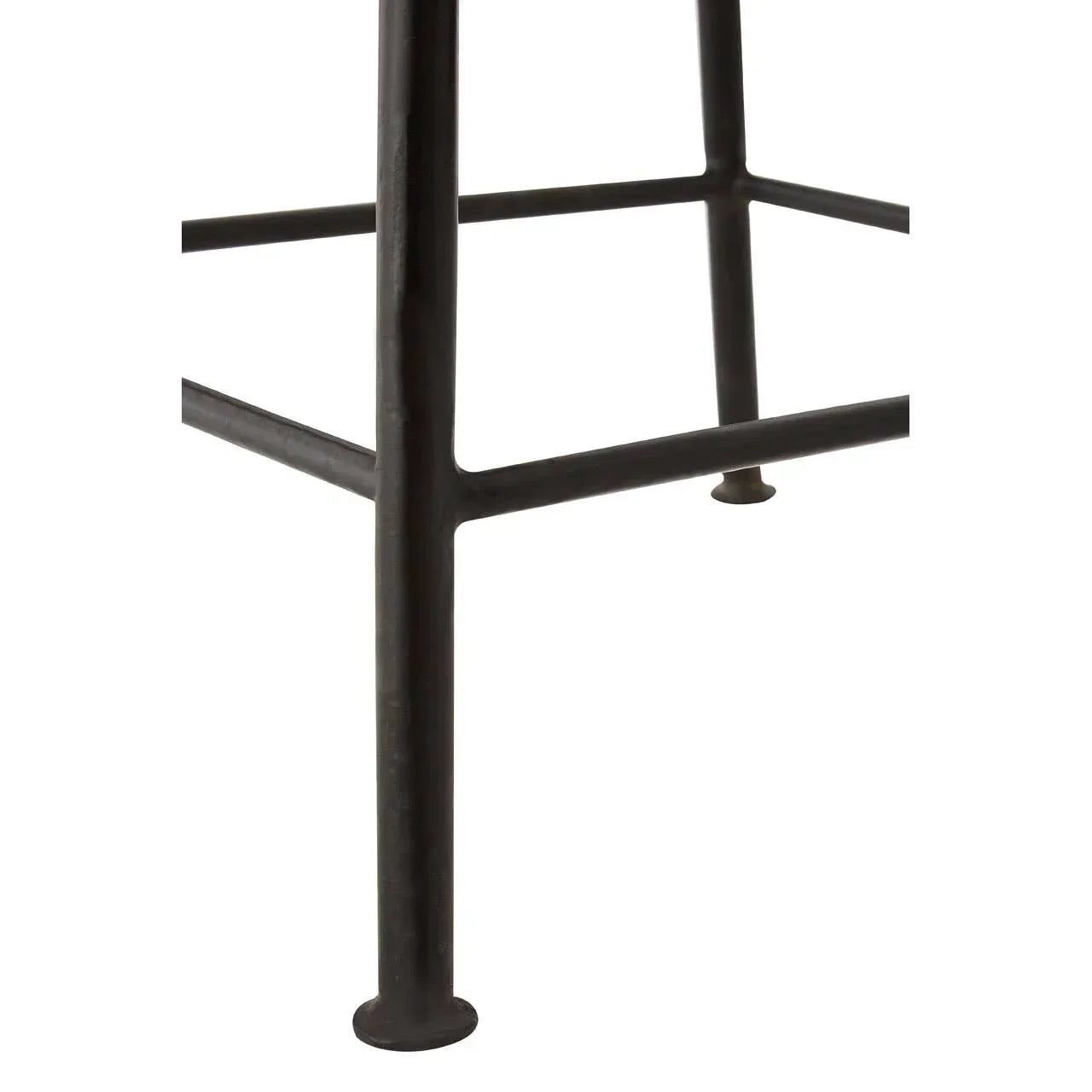 Black metal bar stool legs with footrest crossbars on white background