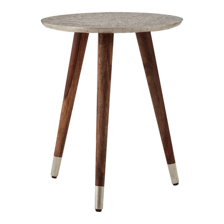 Boho Carved Metal Side Table