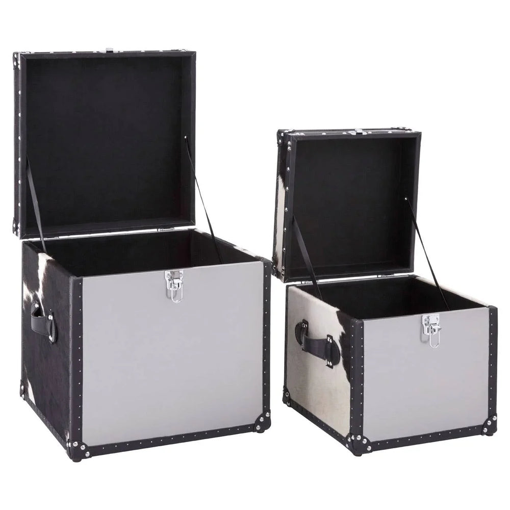 Monochrome Cowhide Storage Trunks