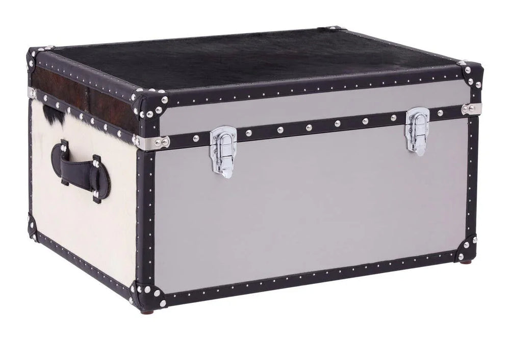 Monochrome Cowhide Storage Trunk