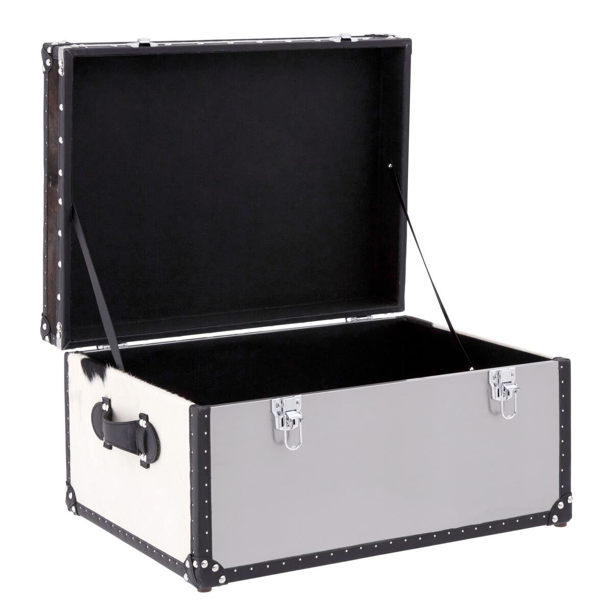 Monochrome Cowhide Storage Trunk