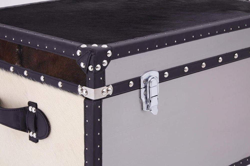 Monochrome Cowhide Storage Trunk