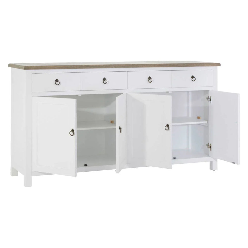 Hampstead White Oak Sideboard with 4 Doors and Drawers