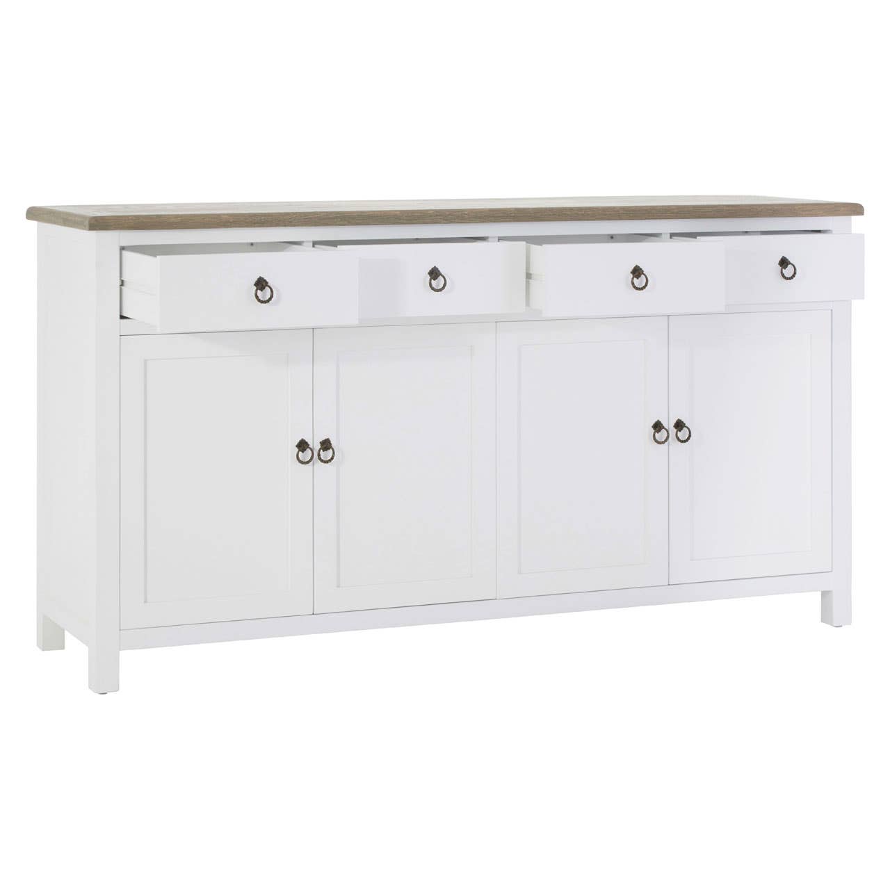 Hampstead White Oak Sideboard with 4 Doors and Drawers