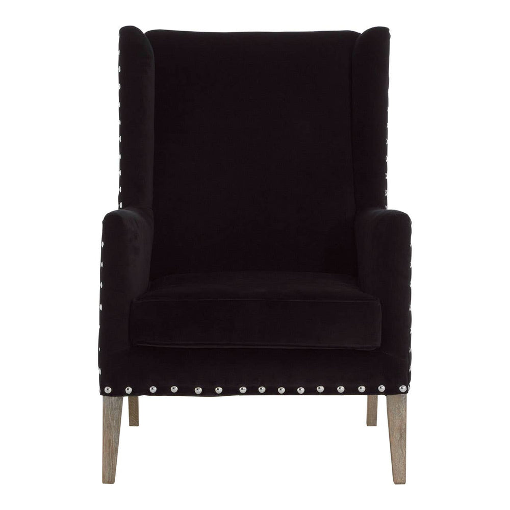 Luxe Black Wingback Armchair