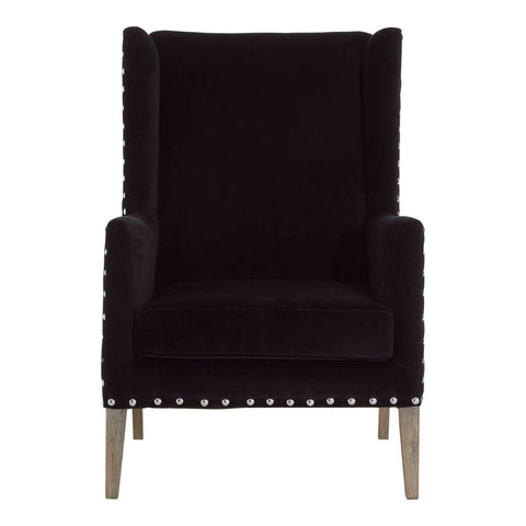 Luxe Black Wingback Armchair