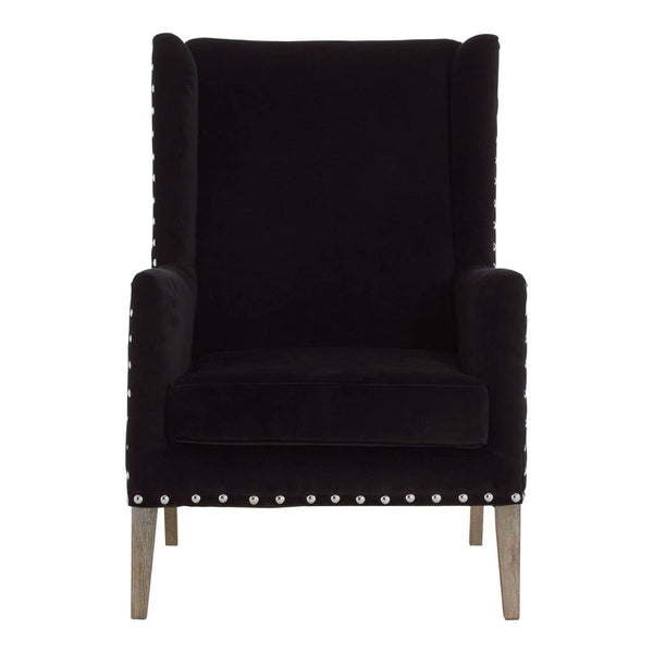 Luxe Black Wingback Armchair