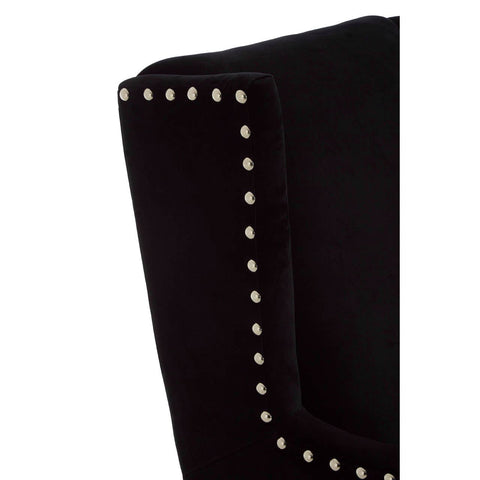Luxe Black Wingback Armchair