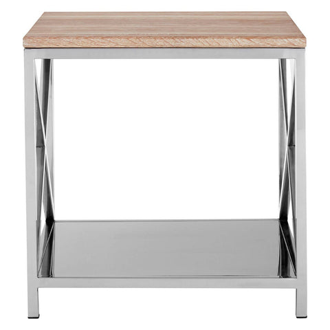 Sleek Wood Steel Side Table
