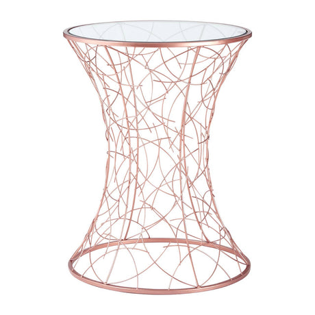 Concave Iron Twig Glass Table