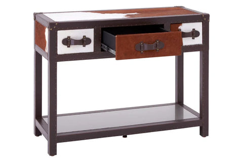 Cowhide Drawer Table - Kensington