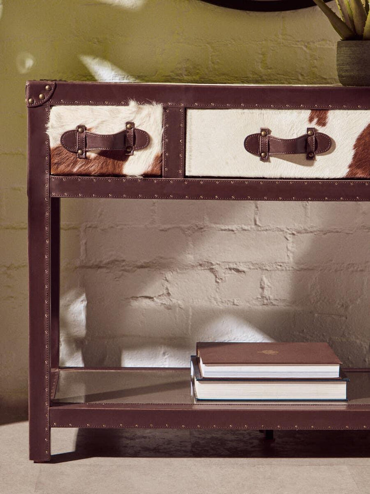 Cowhide Drawer Table - Kensington