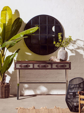 Elegant Cowhide Console Table