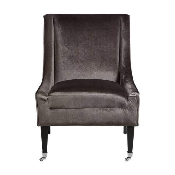 Luxe Grey Velvet Accent Chair